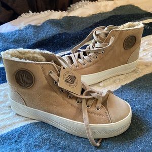 Palladium: Suede & Faux Fur High-Top Sneakers